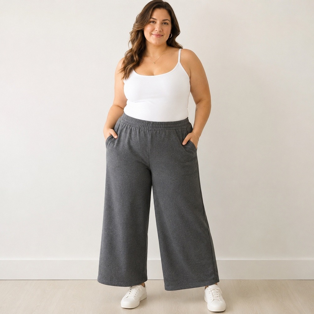 Torrid Charcoal Gray Wide Leg Crop Knit Pants Womens Size 1 US 1X 14-16